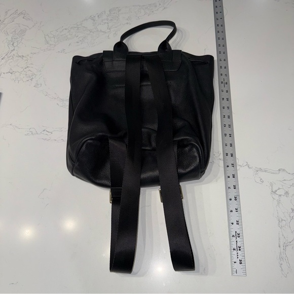 Elizabeth and James Black Leather Slouchy Drawstring Backpack